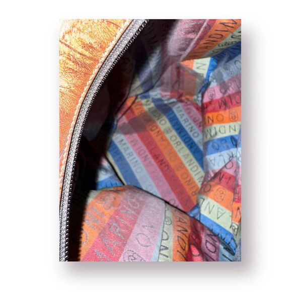 Marino Orlandi Leather Bucket Bag Croc Embossed‎ Leather Dual Sling Tote Vintage - Picture 8 of 10